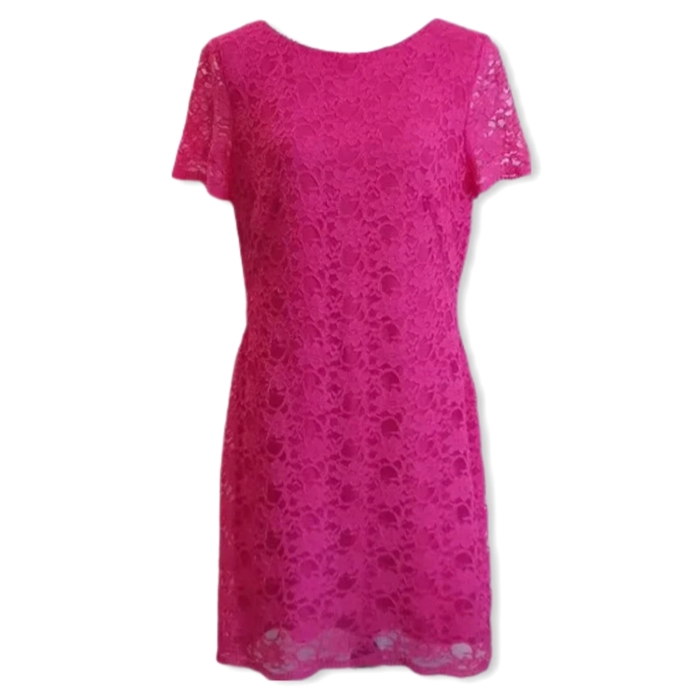 LAUREN RALPH LAUREN Green Label Hot Pink Short Sleeve Sheath Dress, Barbiecore